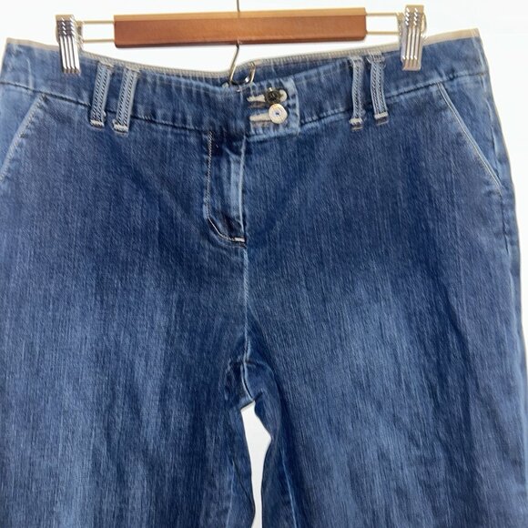 Boden Straight Leg Cuffed Bottom Double Burton Medium Wash Denim Jeans 12 R - Picture 3 of 9